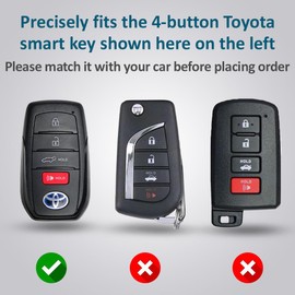 Autobase Key fob Cover for Toyota 2025 Camry 2019-2025 Land Cruiser 2021-2025 Venza Hilux Fortuner 2023-2025 Highlander Tundra Corolla bZ4X Prius 4 Buttons (Black)