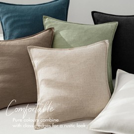 EMEMA Decorative Linen Throw Pillow Covers 24x24 Inch Grass Green Boho Farmhouse Neutral Couch Throw Pillows for Bed Pack of 2 Accent Pillowcase Modern Sofa Cushion Livingroom Home