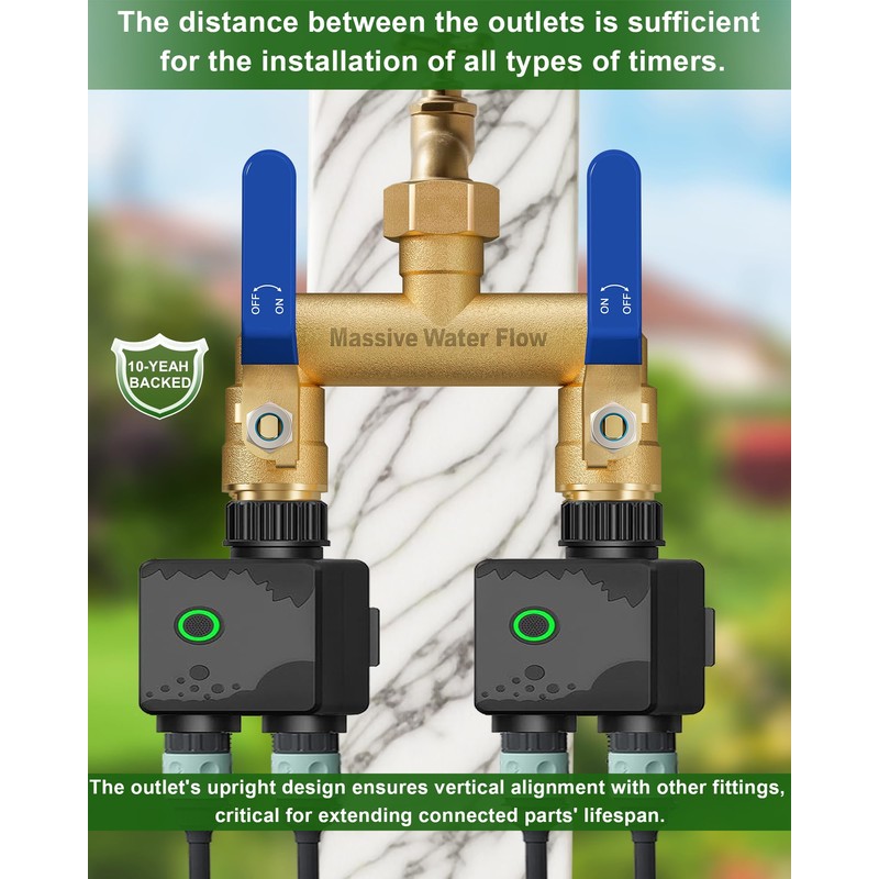 Hose Splitter 2 Way Heavy Duty, Full Flow Garden Hose