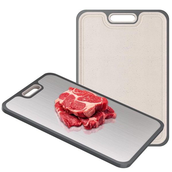 Ghims 2IN1 Titanium Cutting Boards for Kitchen,Metal Cutting Boards With
