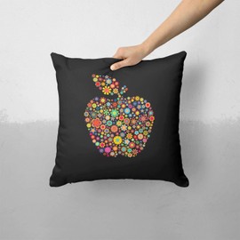 iiRov Apple Icon Floral Collage - Custom Decorative Home Decor Indoor or Outdoor Throw Pillow Cover Plus Cushion Set for Sofa, Bed or Couch (Pillow CASE Cover Plus Cushion)