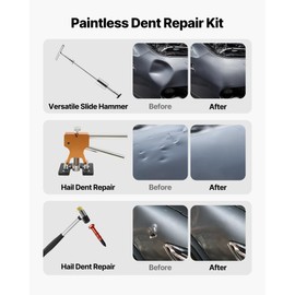 VEVOR Dent Puller Kit, 61 PCS Paintless Dent Removal Kit with Golden Lifter, Slide Hammer T-Bar, Glue Gun, Auto Body Hail Damage Repair Remover Tools for Car Refrigerator Large Small Door Ding Repair