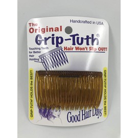 Good Hair Days Grip Tuth Combs 40405 Set of 2, Tortoise Shell Color 2 3/4" Wide