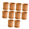 Sosoport 10sets Breathable Plastic Flowerpots with Tray Scalloped Design Nursery