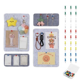 Pretty Jolly 4 pcs Felt Pin Boards DIY Bulletin Board for Walls Home Office Decor Self-Adhesive Felt Cork Board Strips Wall Decoration Memo Notice Board with 30 Pushpins_Style 3_Black White Gray