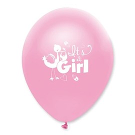 Creative Party Baby Shower Balloons, 6 It's a Girl Balloons, Gender Reveal Party Balloons, Pink Balloons, Baby Girl Latex Balloons RB255