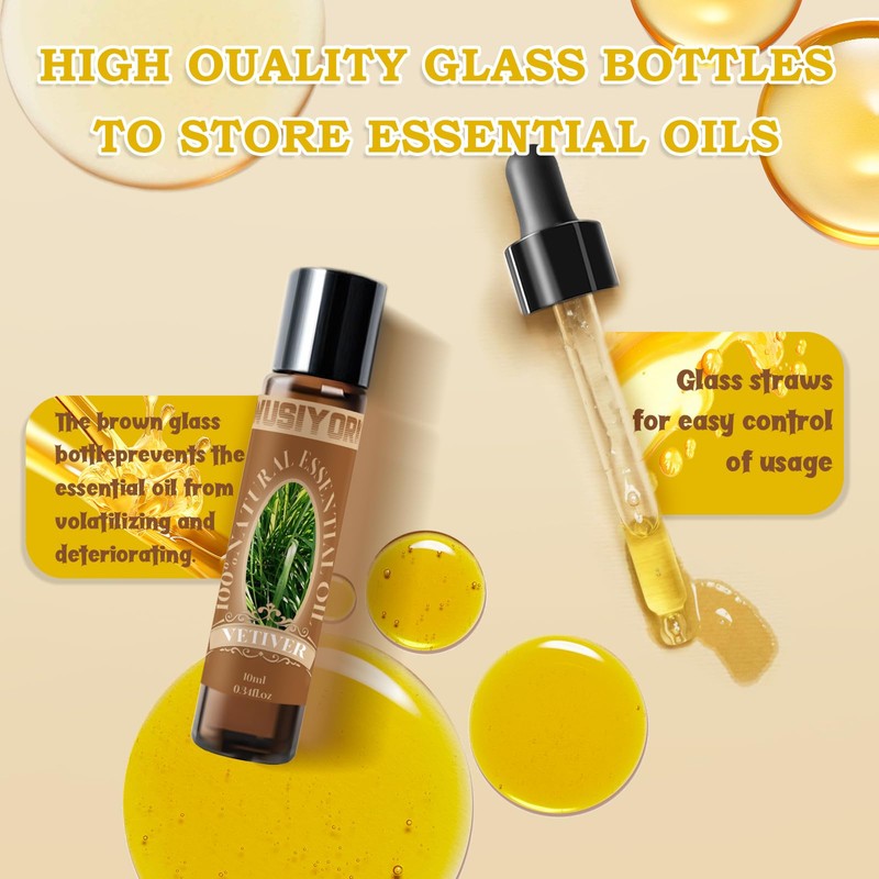 wusiyork Vetiver Essential Oil 10ML - 100% Pure and Natural