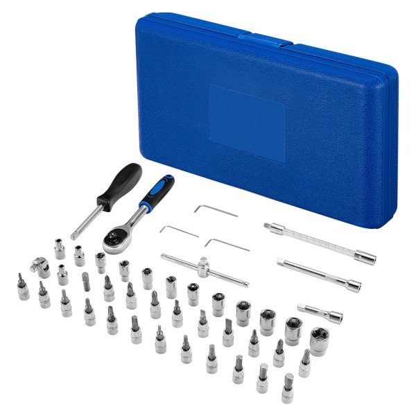 46PCS Socket Spanner Tool Kit Ratchet Wrench Set METRIC/SAE 1/4"