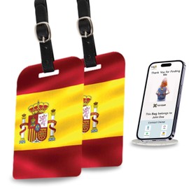 [Pack 2] tag8 Spain Flag Smart Bag tag |Trendy Luggage tag ID Identification Fashionable Digital Name tag | Airline Compliant, SITA World Tracer Code Enabled | Travel Gift idea, Collectible