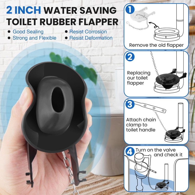 Saillong Universal Toilet Flusher Replacement Kit, Fill Valve, 2-Inch Flapper,