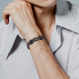 ZOKCC Leather Bracelet Birthday Gifts for Men: Black Braided Leather Stainless Steel Infinity Bracelets with Lettering Love You Forever Gifts for Husband Dad Son Grandson Boyfriend Brother