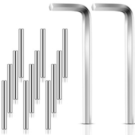 Spring Hinge Tension Pin Replacement Kit Includes 12 Stainless Steel Shelf Pins and 2 Pieces Hex Wrenches, Metal Dowel Pegs Shelf Support Pins Kit for Self Closing Door Hinges Garage Door Closer Hinge