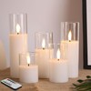 Eywamage 5 Pack Clear Glass Flameless Candles with Remote, Flickering