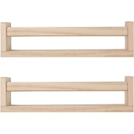 Jorikchuo Set of 2 Wood Floating Nursery Shelves, Kids Room or Kitchen Rack, Rustic Decor - Natural Wood