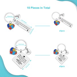 Ximalun 10 Pcs Autism Awareness Gifts Keyring Autism Teacher Appreciation Gifts Special Education Teacher Gift ABA Therapist Thank You Gift SPED Teacher Gift Christmas Birthday Retirement Gift