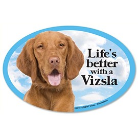 Vizsla Oval Dog Magnet for Cars (and fridges too!). Includes bonus “I Love My Dog” decal.