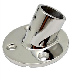 22mm/25/32mm Marine 316 Stainless Steel Tube Pipe Deck Handrail Rail Fitting Stanchion Round Base Mount Boat Accessories (Hole Diameter:22mm 7/8inch, 60°)
