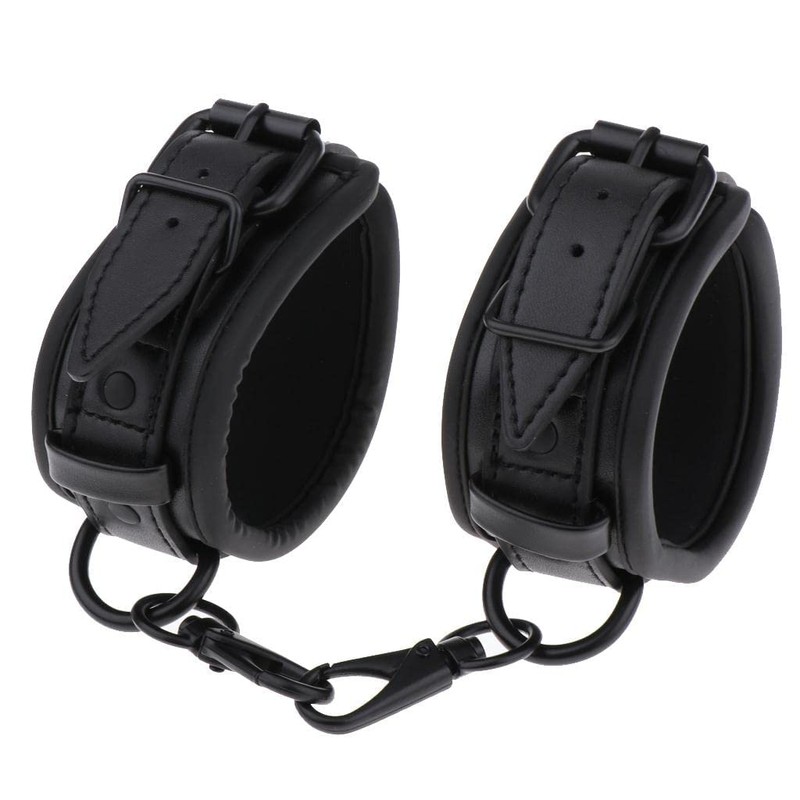 zalati Black Adjustable PU Leather Ankle Cuff Cover for Decorative