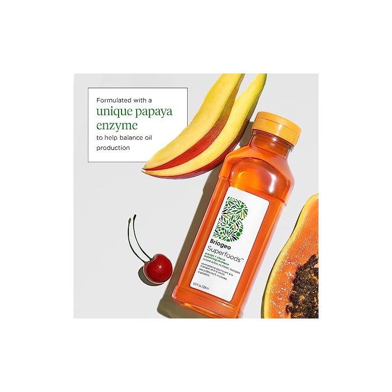 Briogeo- Champú equilibrante de mango y cereza Superfoods, repone el
