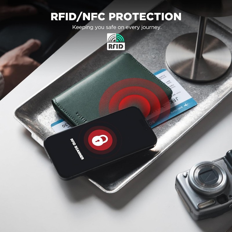 VULKIT Porta Pasaporte Minimalista con Bloqueo de RFID, Cartera de