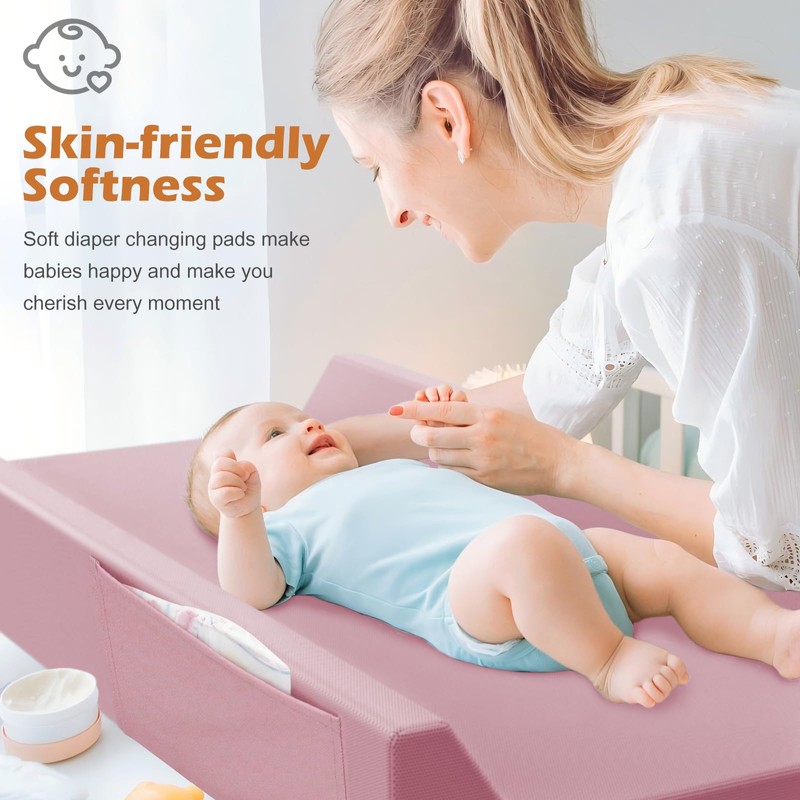 JVEOO Vegan Leather Baby Changing Pad, Waterproof & Wipeable Soft