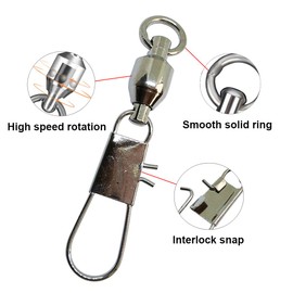 Rodamiento de bolas de pesca, pivotes entrelazados, de alta resistencia, anillos sólidos, clips de seguridad, para agua salada, agua dulce, señuelo, señuelo, señuelo, línea de pesca, 25 unidades (2#-30 libras-25 piezas)