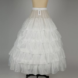 Mojonnie Petticoats for Women 4 Hoop Crinoline Petticoat for Wedding Dress, 5 Ruffles Layers Ball Gown Half Slips Underskirt (White)