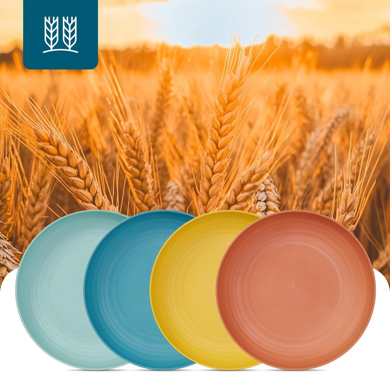 Luckore 10 inch Deep Dinner Plates Set of 8 Wheat