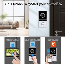 Xavhal WiFi Video Intercom System Video Doorbell with 10-inch LCD Monitor, Call Button Tuya WiFi Intercom Kit Smart Video Door Phone System 1080P 4-Wired Doorbell Camera (Silvery)