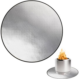 DocSafe 38 x 38 inches Round Fire Pit Mat, Upgraded 4-Layer Under Grill Mat Protector for Decks,Patios,BBQ, Heat Insulated Indoor Fireplace Pad, Oil-Proof and Reusable and Waterproof,Black and Silver