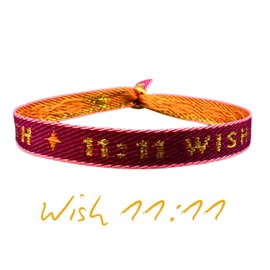 happymaker - Boho Schmuck Damen, Stoffarmband in rot und gold - Wish 11:11 - Gewebtes Armband für Frauen, wasserfest und handmade in Deutschland, Glücksbringer Silvester