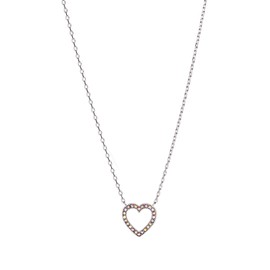 Alex and Ani Heart and Crystal Adjustable Necklace:Shiny Silver:White