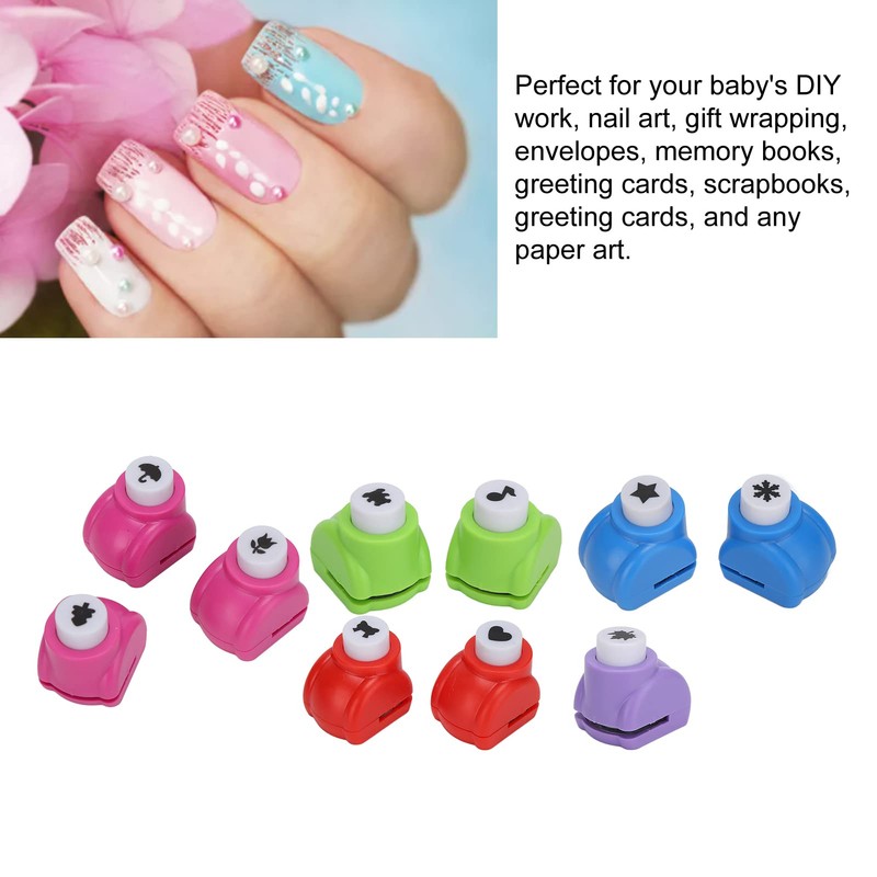 10pcs Craft Hole Punch Shapes Set, Mini Punches for Paper