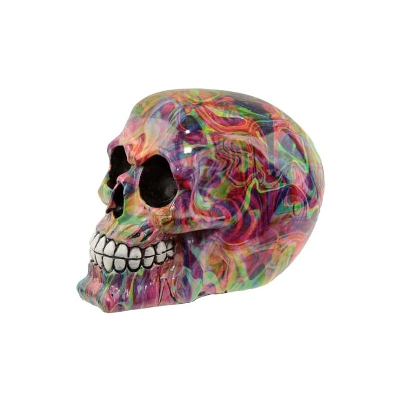 Puckator Rainbow Marble Effect Skull Ornament - Home Decoration -