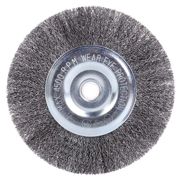 EMILYPRO 6" Bench Wire Wheel Brush | Coarse Crimped Steel Wire 0.012" with 5/8" Arbor for Bench Grinder - 1pcs