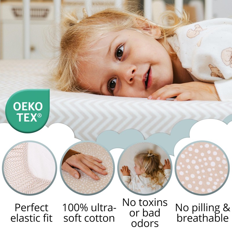 Mommybelly 2 Fitted Sheets Moses 80x40 + Mattress Protector, Beige