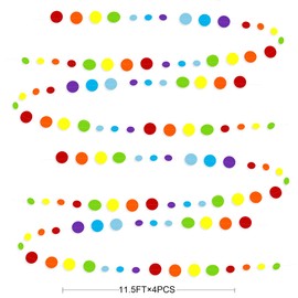 46Ft Rainbow Garland Colorful Circle Dots Hanging Paper Streamer Backdrop Multi Color Polka Dot Banner for Birthday Bachelorette Engagement Wedding Bridal Baby Shower Fiesta Party Decorations Supplies