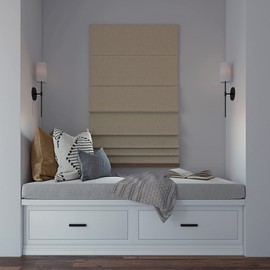 Sun Zero Preble Textured Total Blackout Cordless Roman Shade, 27" x 64", Beige