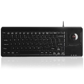 Perixx PERIBOARD-514H Plus Wired Keyboard with Trackball - 14.57x5.39x1.02 Inch - USB Port with 2 Hubs, US English Layout, Black