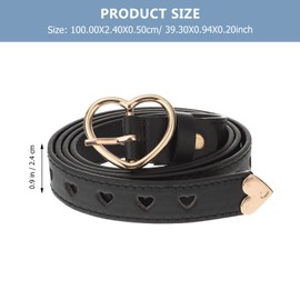 TENDYCOCO Heart Buckle Belt Hollow Belt Heart Waist Belt Leather Waist Belt PU Waist Belt Women Waist Belt Black for Women Girls, black