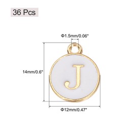 sourcing map 36pcs Pendants Letter Charm Initial Charm Double Sided Enamel Alphabet J for DIY Necklace Bracelet Earrings Jewelry Making Gold & White