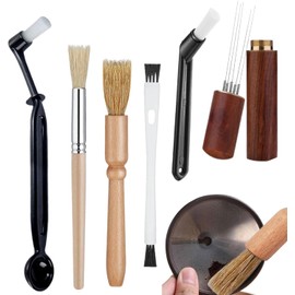 WADY Cepillos Limpieza para Máquina Café, Kit cepillos Limpieza para Molinillo Café, Cepillos Café Madera y Cepillo para Polvo Nailon para Cabezal Grupo Máquinas Café (6Pcs)