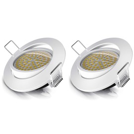 Brandson - 2x LED Ceiling Spotlight Dimmable and Swivelling - Ultra Flat LED Spotlights - Recessed Ceiling Spotlight - Slim Aluminium Frame Stainless Steel Look - Beam Angle 120 Degrees - 230 V -