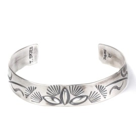 Turquoise Skies TSKIES Stamp Dancer: Yucca Sterling Silver Bracelet (Large)