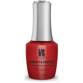 Red Carpet Manicure Fortify & Protect Red Crème Gel Polish for Strong, Healthy Nails - Infused with Vitamin A & Biotin - (All Bundled Up) Led Nail Gel Color, 0.3 Fl Oz