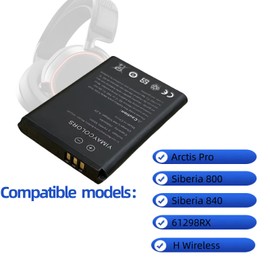 YIMAYCOLORS 2 Pack Arctis Pro 160240 Battery, for Steelseries Arctis Pro Wireless Siberia 800 840 61298RX Headsets H Wireless Gaming Headset Rechargeable Battery