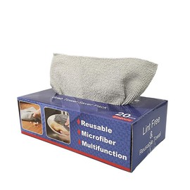 Tongke Disposable Microfibre Cleaning Cloths, Reusable Dish Towels with Dispenser Box, Grey (20, 20x20)