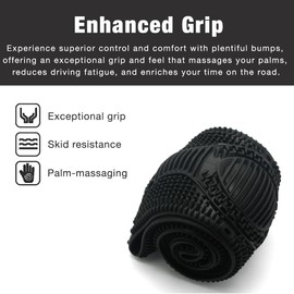 SEGADEN Funda protectora universal antideslizante de silicona suave para volante de coche, diseño antideslizante de 13 a 16 pulgadas, color negro