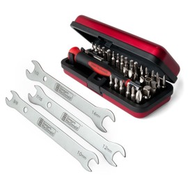 StewMac Guitar Tech Screwdriver & Wrench Set – 36-Piece Bit Kit + 3 Double Ended Guitar Tech Wrenches for Jacks, Pots, & Bridge Studs - Includes StewMac Exclusive Capture Bit