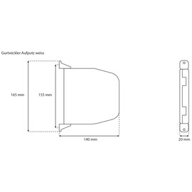 Selve Gurtwickler Aufputz mit Scharniersystem, weiss/ohne Gurt